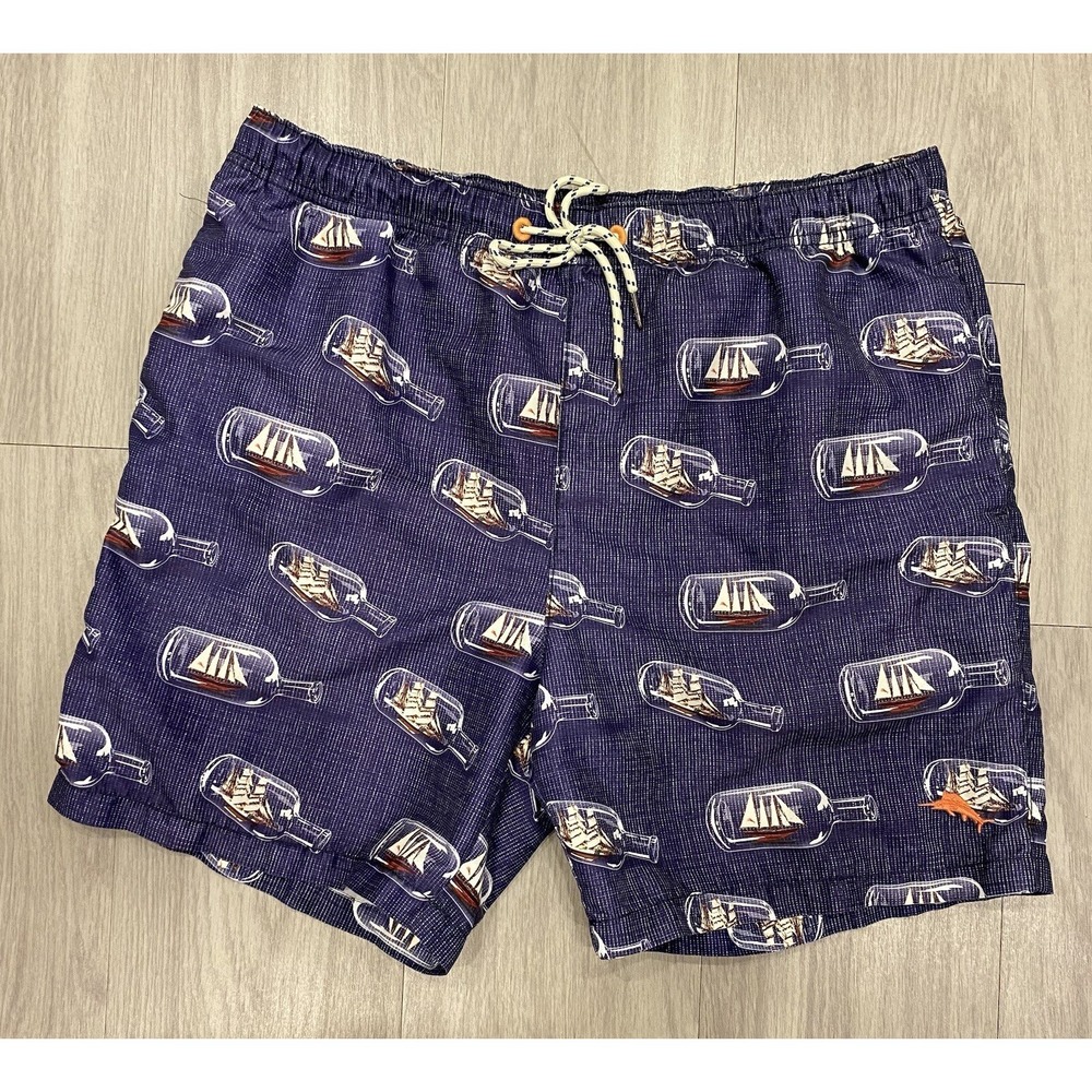 Tommy Bahama Relax Mens Swim Medium Shorts Trunks Ship in a Bottle Blue